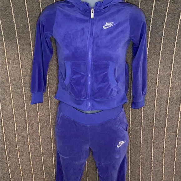 Nike Matching Sets | 2 Piece Purple Velvet Girls Nike Jumpsuit Nwt | Poshmark